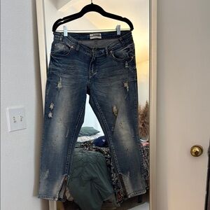Women's Distressed Blue Jeans